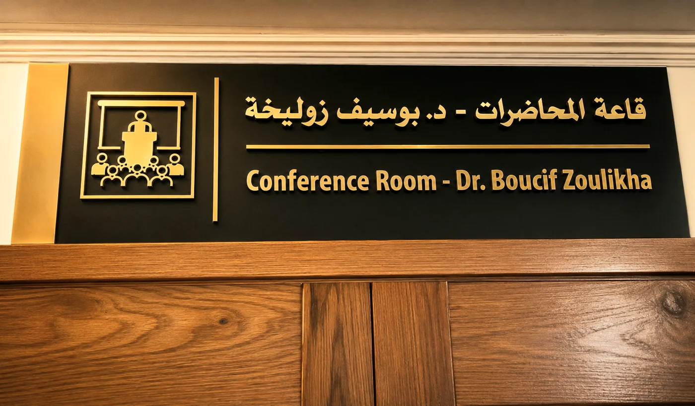 Plaque de la salle de conférences Boucif Zoulikha
